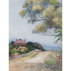 Helen Hambidge, 'Country Road with Cottages' watercolour,…