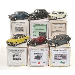 Six Crossway models, including Austin 1100 saloon; Rover 75…