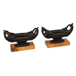 A pair of bronze and Sienna marble tazza urns, early 19th…