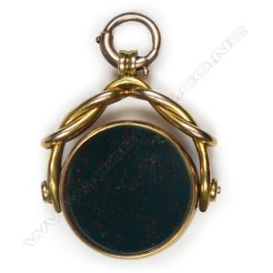 A Victorian 15ct yellow gold fob spinner, loop knotted frame,&hellip;