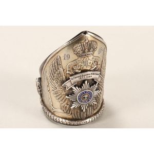 Stunning and rare Russian silver and enamel regimental mitre…