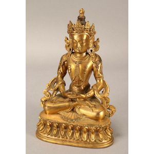 Good Chinese gilt bronze Tara, probably Qing dynasty, depicted&hellip;