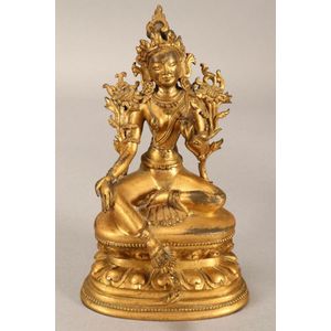 Good Chinese gilt bronze Tara, depicted wearing headdress and&hellip;
