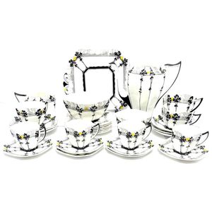 An Art Deco Shelley, England Tea Service Depicting Sunrise… - Shelley 