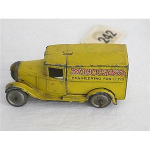 A pre-war Dinky Toy Delivery van no 28N (22D) type 1 yellow…