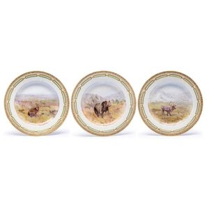Three fine Royal Copenhagen porcelain plates, painted with&hellip;