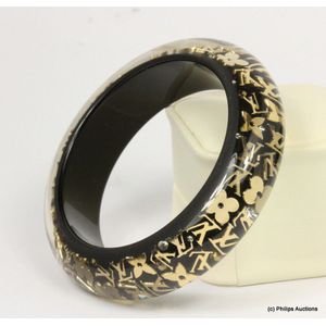 Louis Vuitton beige with gold Inclusion resin sequins bangle