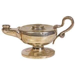 English hallmarked sterling silver Victorian oil lamp with a…