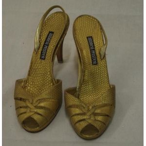 Golden Snakeskin Sandals by Pfister - Footwear - Costume & Dressing ...