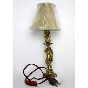 Vintage Art Nouveau Style Brass Cherub Lamp 1960s
