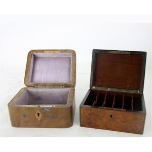 A French amboyna card case and a painted card case, the amboyna…