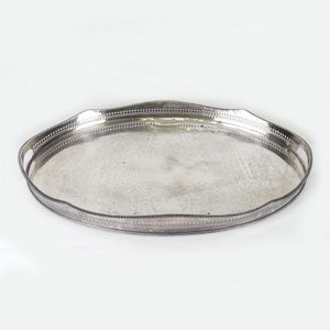 Oval Silver Gallery Tray - 62x40cm - Trays, Salvers And Waiters 