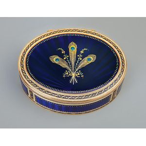 A German gold and enamel snuff box, Les Freres Toussaint, Hanau,…