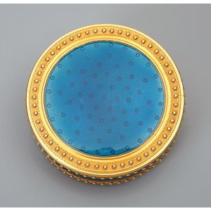 Louis XVI gold and translucent blue enamel bonbonniere, marks…