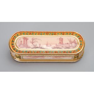 A German gold and enamel snuff box, Les Freres Toussaint, Hanau,…