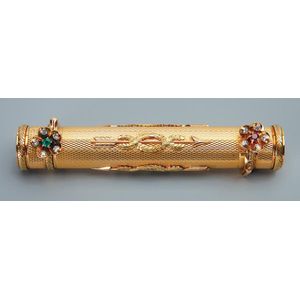 A Faberge two-colour gold double-end lipstick holder,…