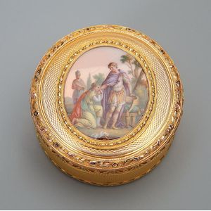 Louis XV enamel and vari-coloured gold bonbonniere with inset…