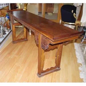 Chinese huanghuali altar table, with carved apron and corners,…