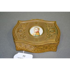 Antique French gilt bronze jewellery dore box hand painted…