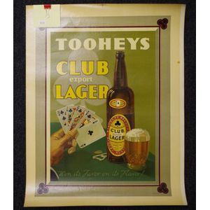 Vintage Tooheys Club Export Lager poster marked for Brooks…