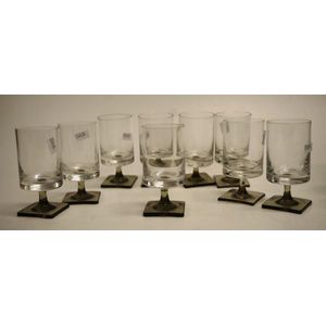 Vintage Mid Century Rosenthal Crystal Linear Smoke Color Square Foot Wine  Glasses in Set of 2, 4, 6 or 8 1960s Crystal Barware Glassware 