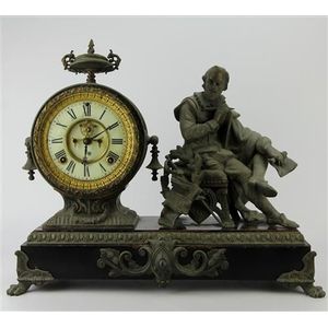 Ansonia MacBeth Figural Mantle Clock on Timber Base - Clocks - Figural ...