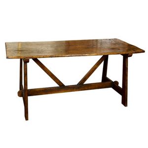 French Elmwood farm table, c. 1850, with exposed mortise and…