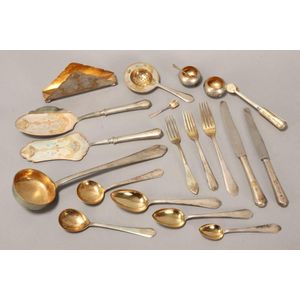Russian silver cutlery service, marked 84, comprising twelve…