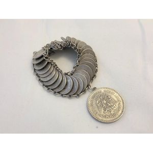 Mexican silver 20 Centavos coin bracelet, comprised of numerous…
