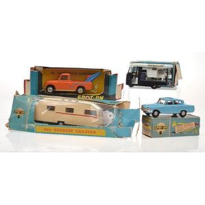 Four Spot On models, including 264 tourist caravan; 402 crash…