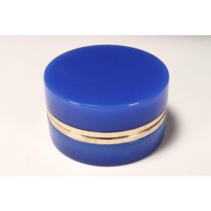 French blue opaline glass jewellery casket, of cylindrical form,…