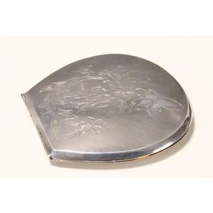 Russian silver compact, marked L84, the hinged cover incised…