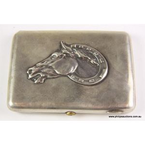 A Russian silver cigarette case, 1908-1926 Moscow, with…