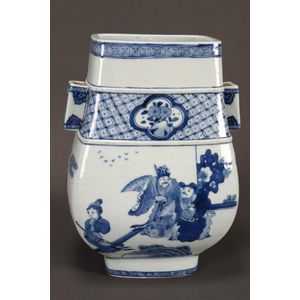 Chinese blue and white porcelain arrow vase, of hu form with…