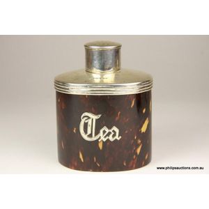A sterling silver and tortoiseshell tea caddy, 1894 Chester,…