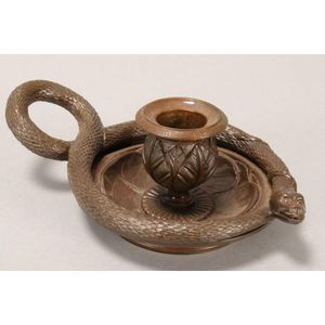 Regency bronze chamber candlestick, c.1820 of heavy circular…