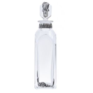 A boxed Flynn silver mounted Orrefors crystal decanter, with a…