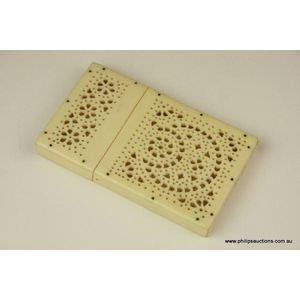 An Islamic pierced ivory card case, early to mid 20th century,…