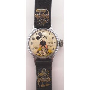 Mickey Mouse Ingersoll watch. Circa 1930s. Original band with…