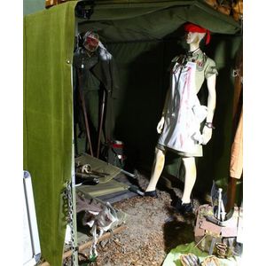 An army truck canopy with canvas cover 185 x 186 x 230 cm