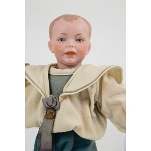 SFBJ Bisque Character Boy Doll, stationary blue eyes, moulded…