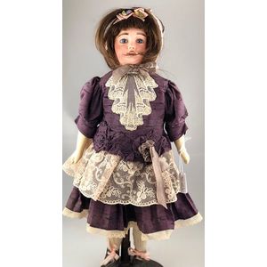 A. Lanternier Bisque Shoulder Plate Doll, stationary blue eyes,…
