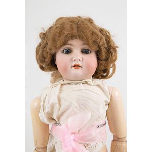 Kley & Hahn Doll, blue stationary eyes, light brown mohair wig…