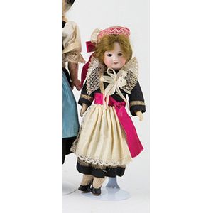 Small SFBJ Doll, sleeping dark blue eyes, brown mohair wig on…