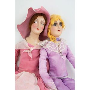 C1920-30's composition shoulder plate boudoir doll, moulded…