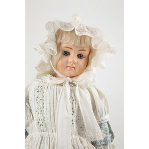 Antique Composition Shoulder Plate Doll, blue glass stationary…
