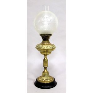 A Victorian brass kerosene globe lamp the glass globe with… - Lamps ...