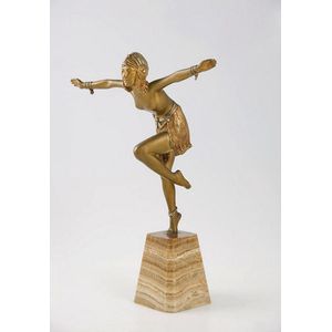 Demetre Chiparus bronze the chain dancer in cold painted gilt…