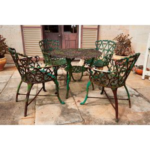 Green Cast Iron Garden Set with 4 Chairs and Table - Decorative ...