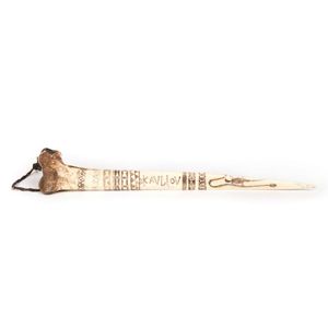 Tribal bone dagger with engraved scrimshaw decoration, late…